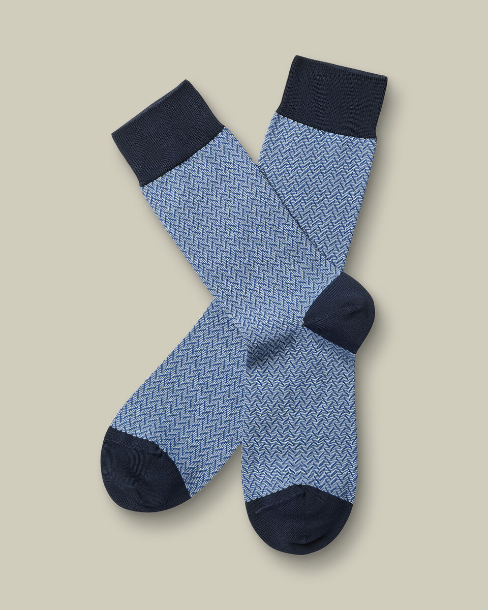 Herringbone Socks - Sky Blue