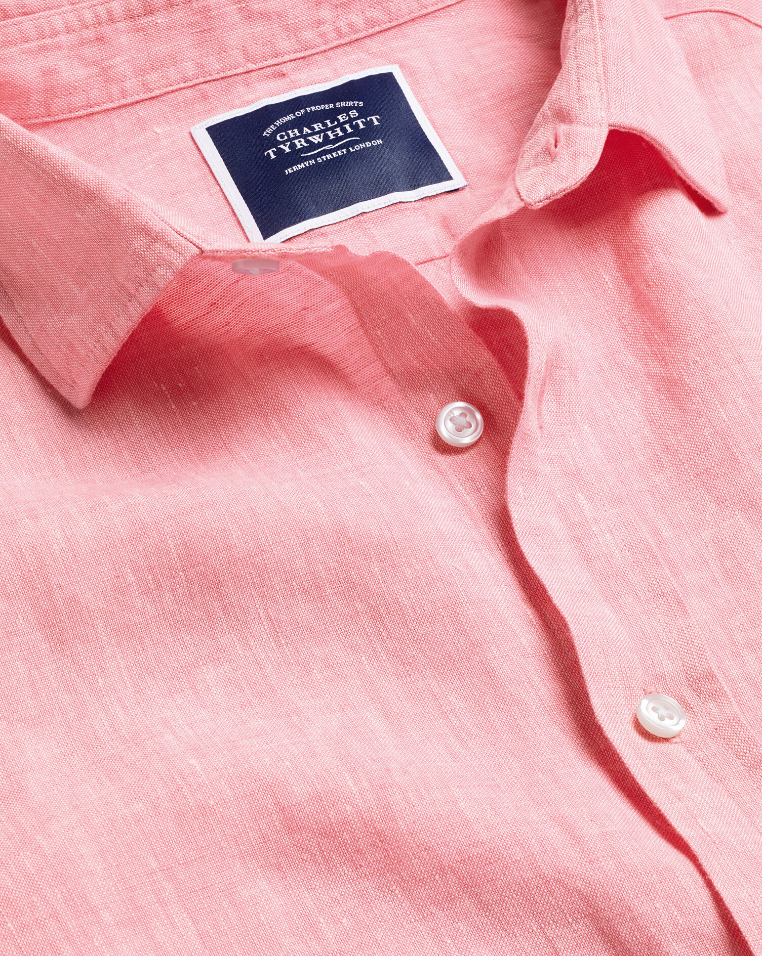 Pure Linen Shirt - Coral Pink | Charles 