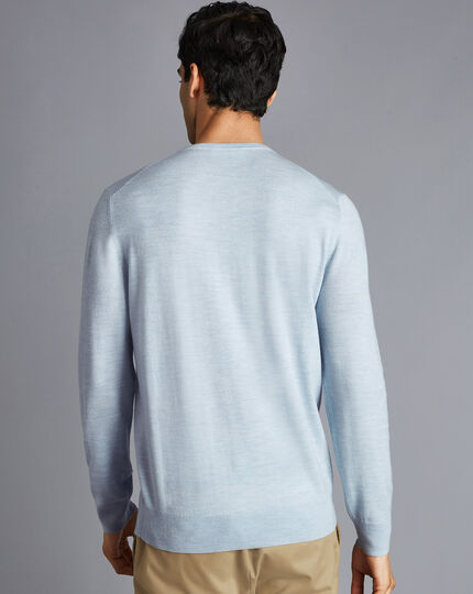 Merino Crew Neck Sweater - Light Blue