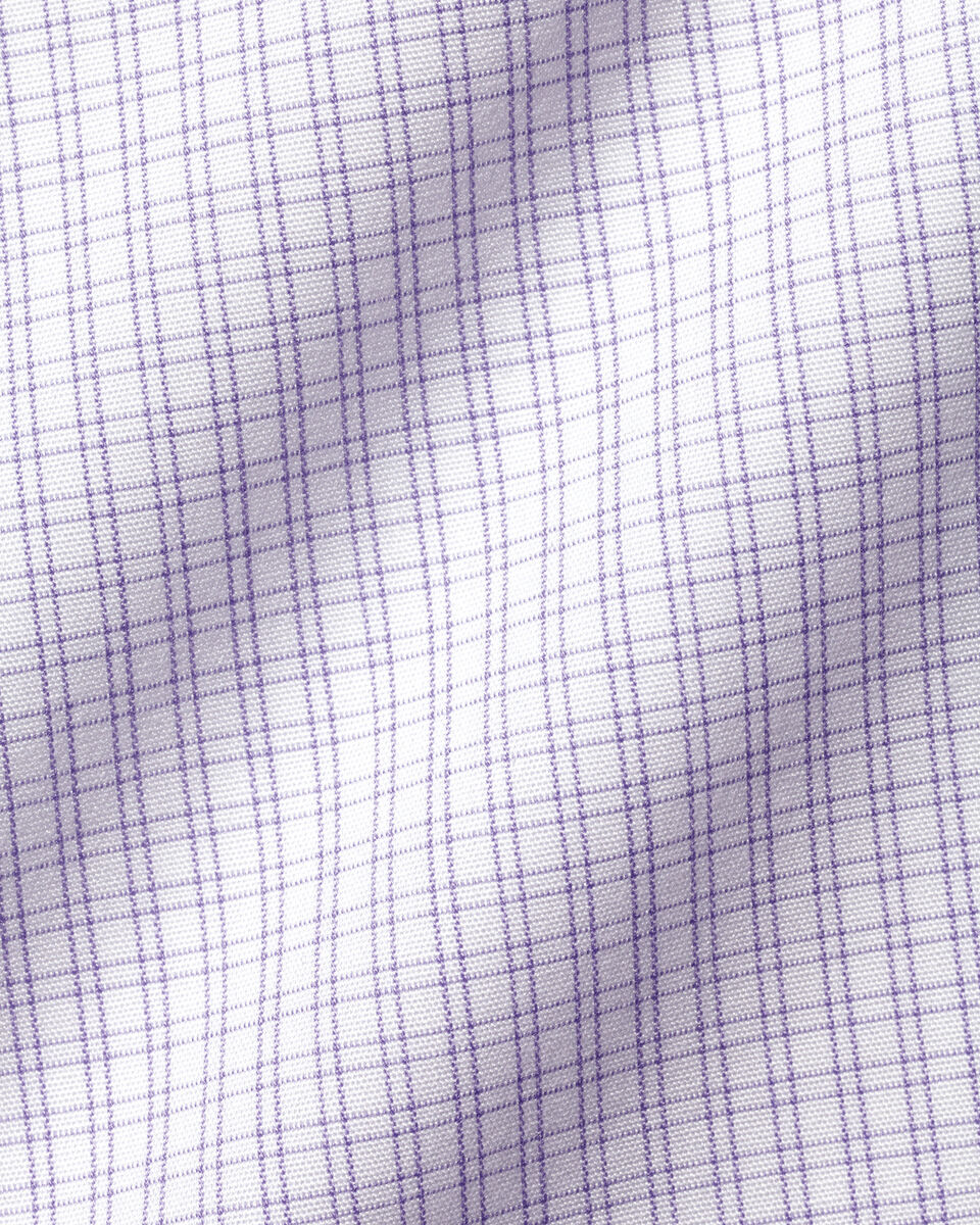 Bügelfreies Hemd mit Haifischkragen und Karos - Lila