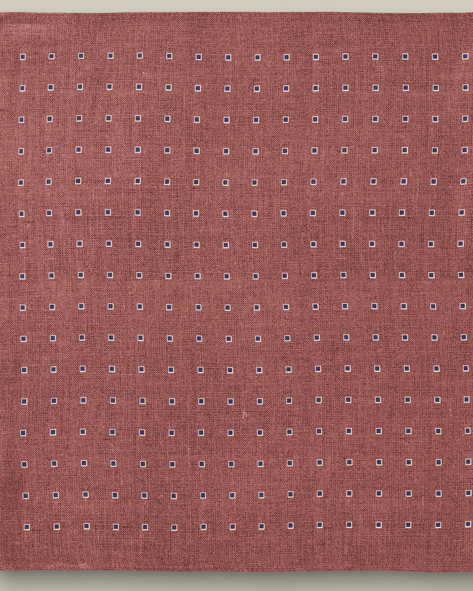 Silk Linen Motif Pocket Square - Pink