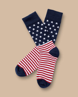 Stars and Stripes Socks - Navy & Red