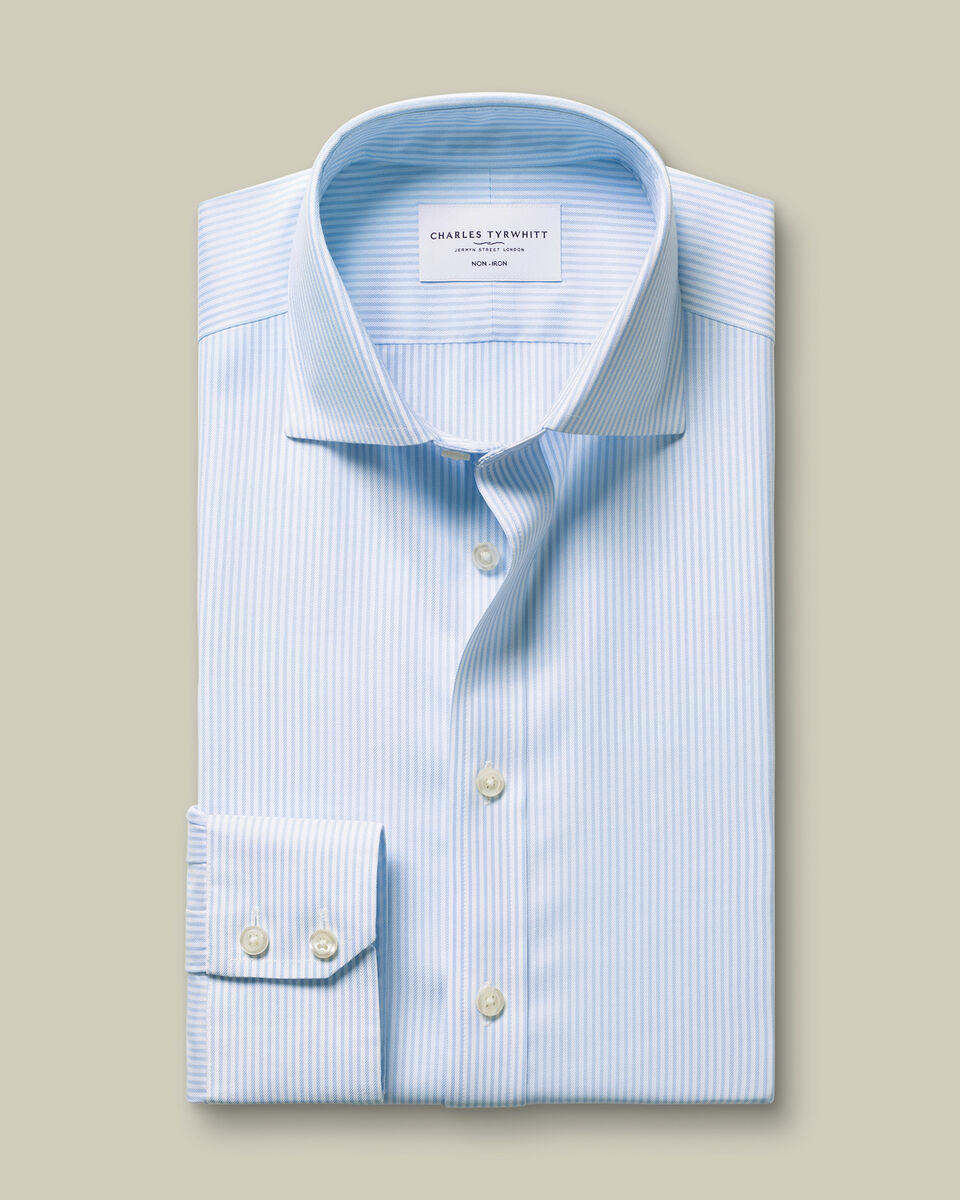 Non-Iron Twill Bengal Stripe Shirt - Light Blue