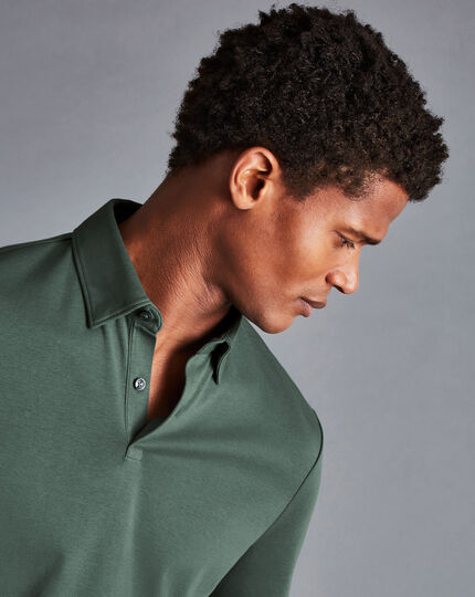Combed Cotton Polo - Teal Green