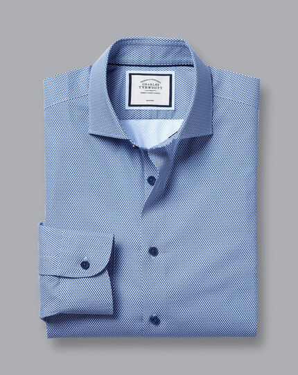 Non-Iron Geo Diamond Print Shirt - French Blue
