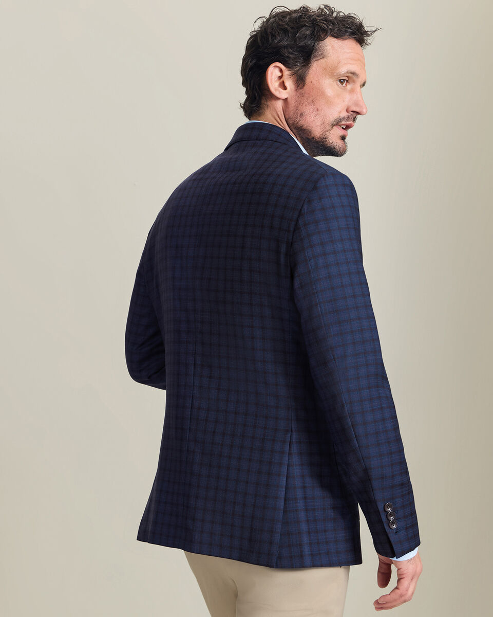 Veste de luxe italienne &agrave; carreaux - Bleu indigo