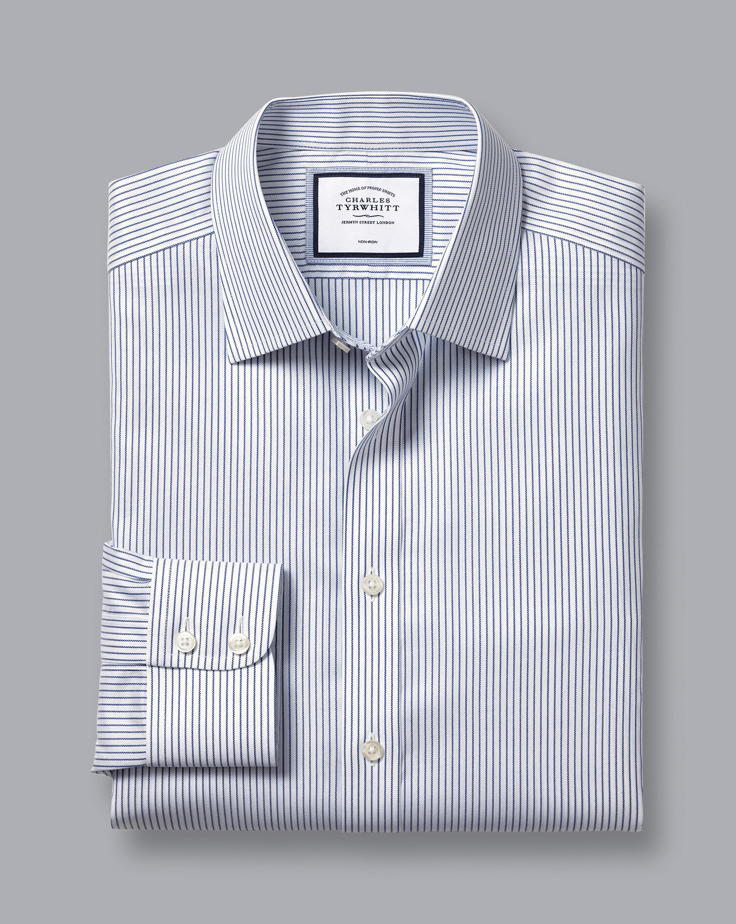 Charles Tyrwhitt Charles Tyrwhitt White and Blue Stripe Shirt 15.5 