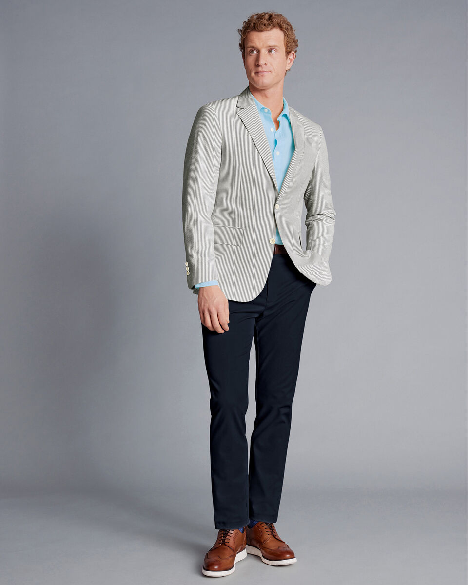 Sakko aus Seersucker - Silbergrau