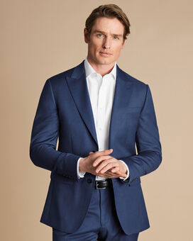 Peak Lapel Natural Stretch Twill Suit Jacket - Royal Blue