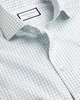 Cutaway Collar Non-Iron Twill Twin Check Shirt - Atlantic Green