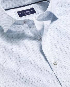 Semi-Cutaway Collar Petal Print Non-Iron Shirt - Light Blue