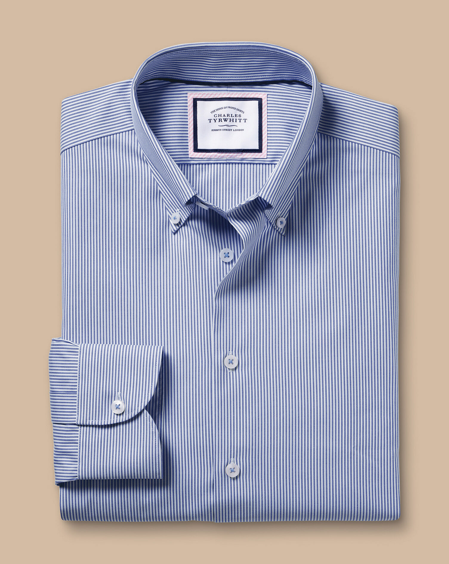 Non-Iron Stripe Shirt - Cobalt Blue 