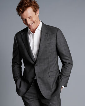Ultimate Performance Check Suit Jacket - Charcoal Grey