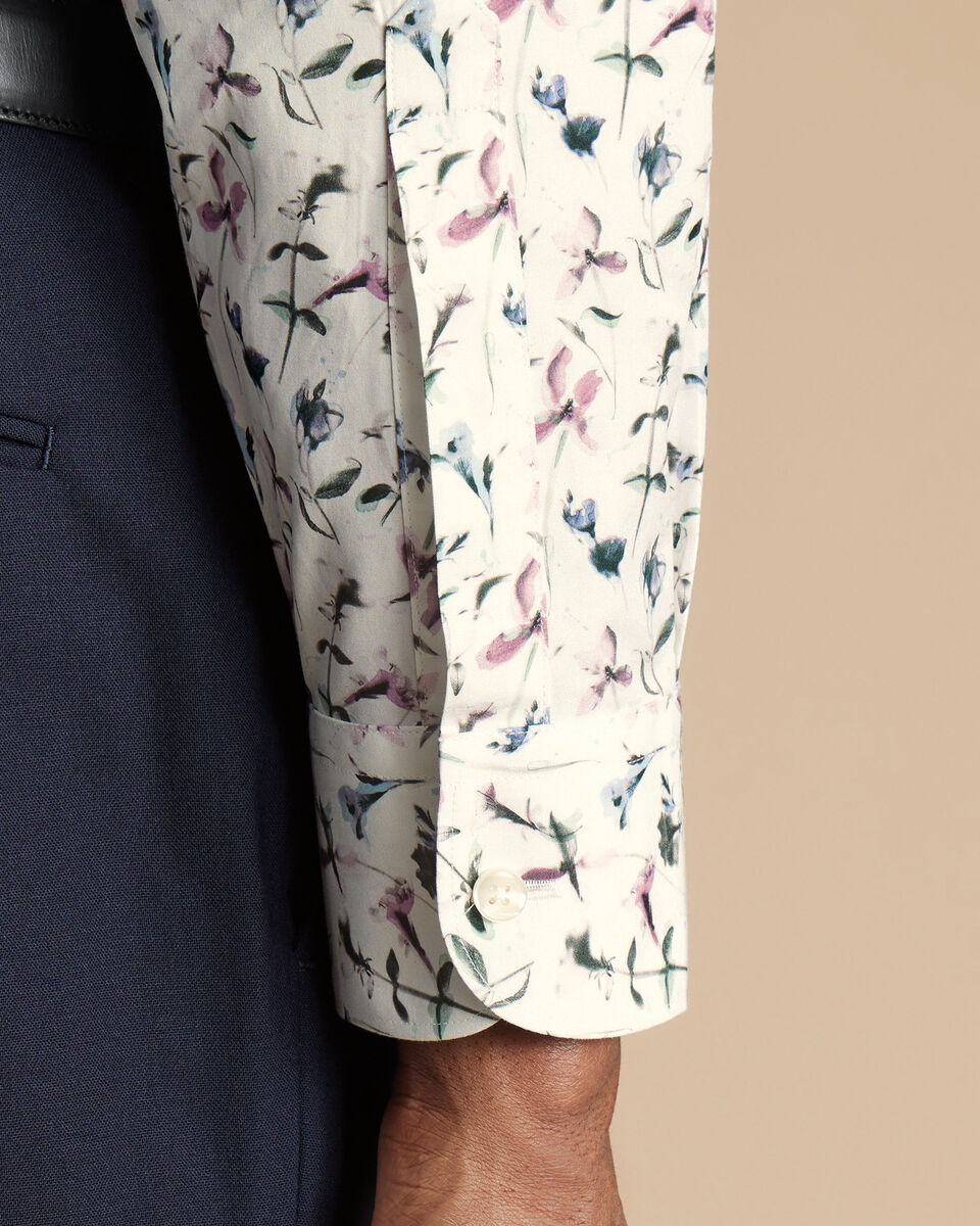 Made with Liberty Fabric Semi-Spread Floral Shirt - Ivory