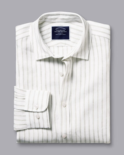 Pure Linen Stripe Shirt - Limestone