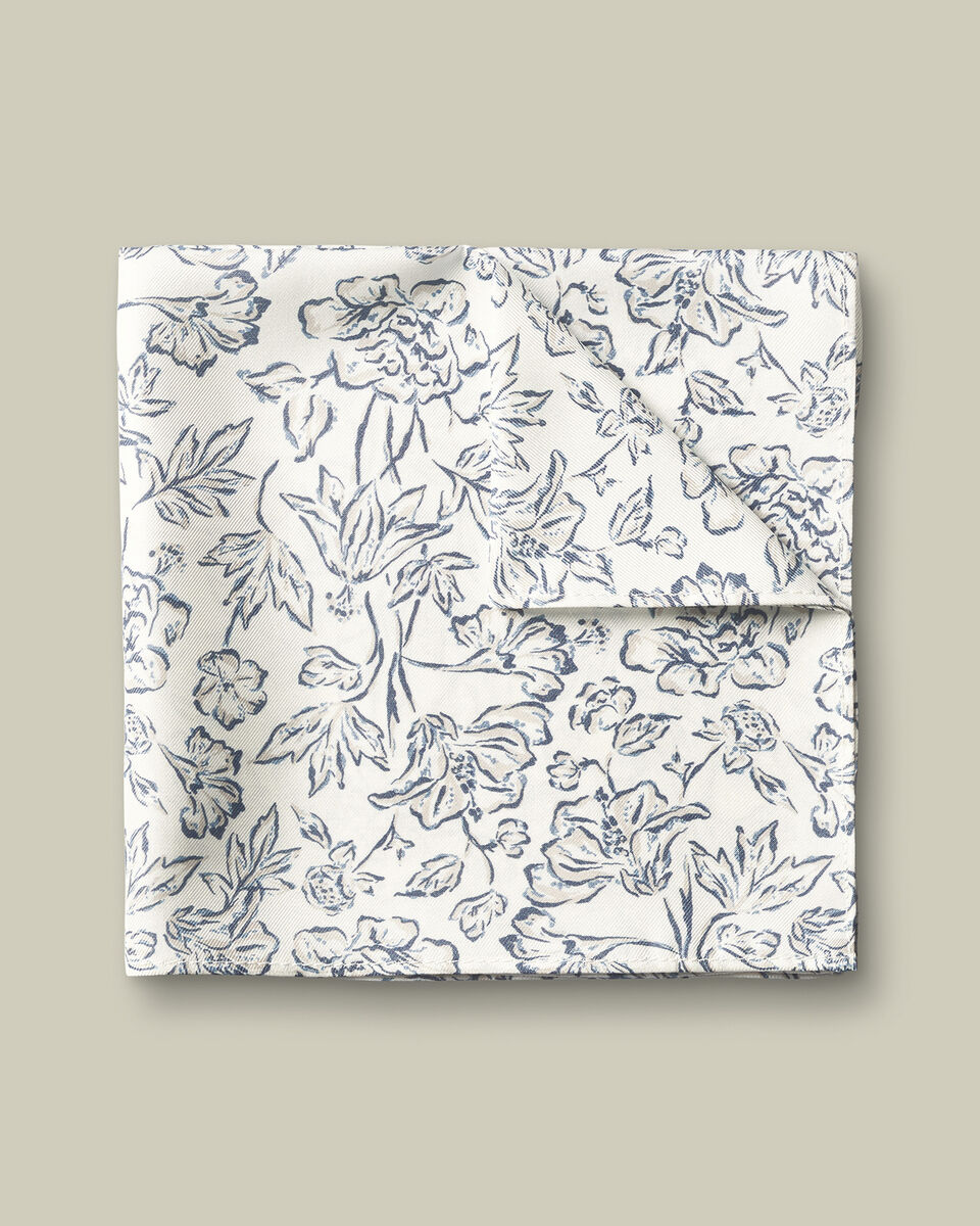 Silk Floral Pocket Square - Ivory