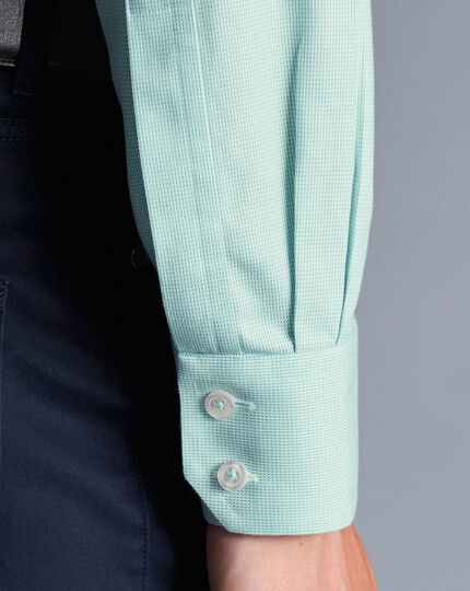 Spread Collar Non-Iron Clifton Weave Shirt - Aqua Green