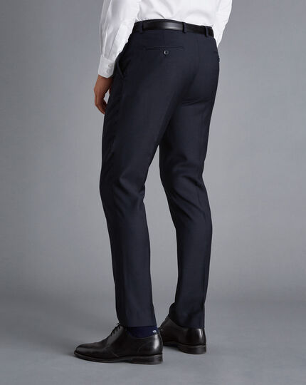 Natural Stretch Twill Suit Trousers - Navy