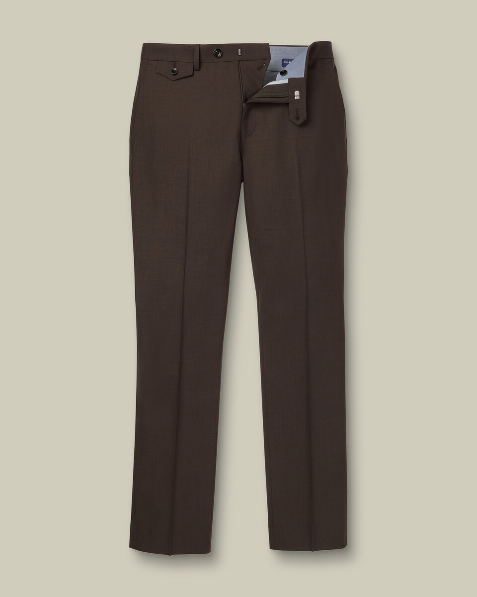 Wool Stretch Trousers - Chocolate