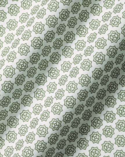 Semi-Spread Collar Non-Iron Decorative Print Shirt - Olive Green 