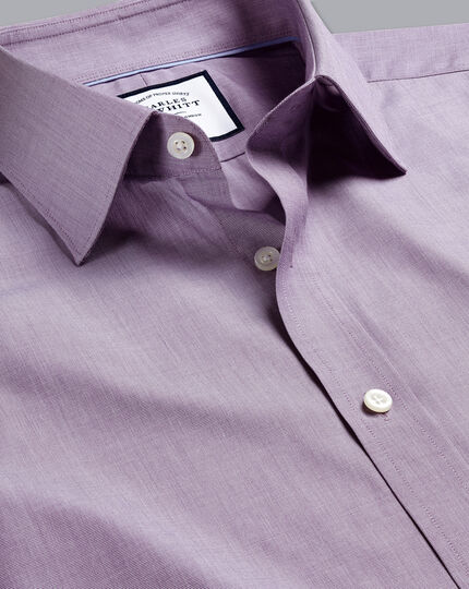 Semi-Spread Collar Egyptian Cotton End-on-End Shirt - Purple