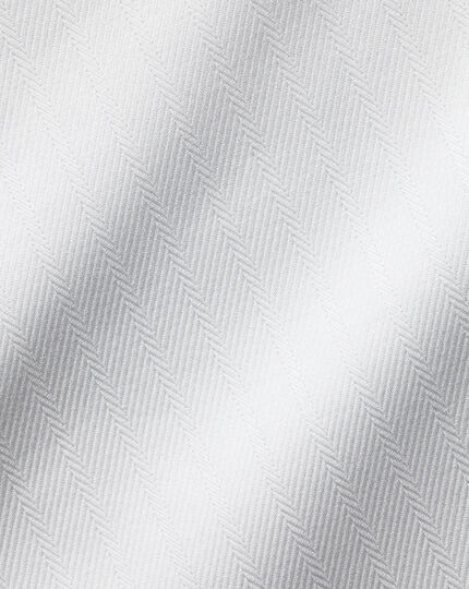 Semi-Spread Collar Egyptian Cotton Herringbone Shirt - White
