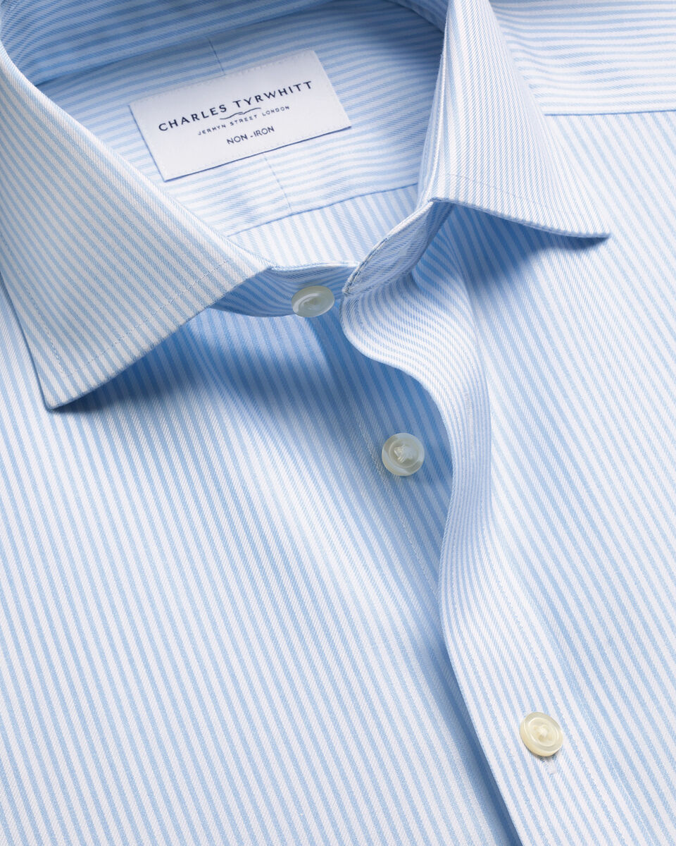 Non-Iron Twill Bengal Stripe Shirt - Light Blue