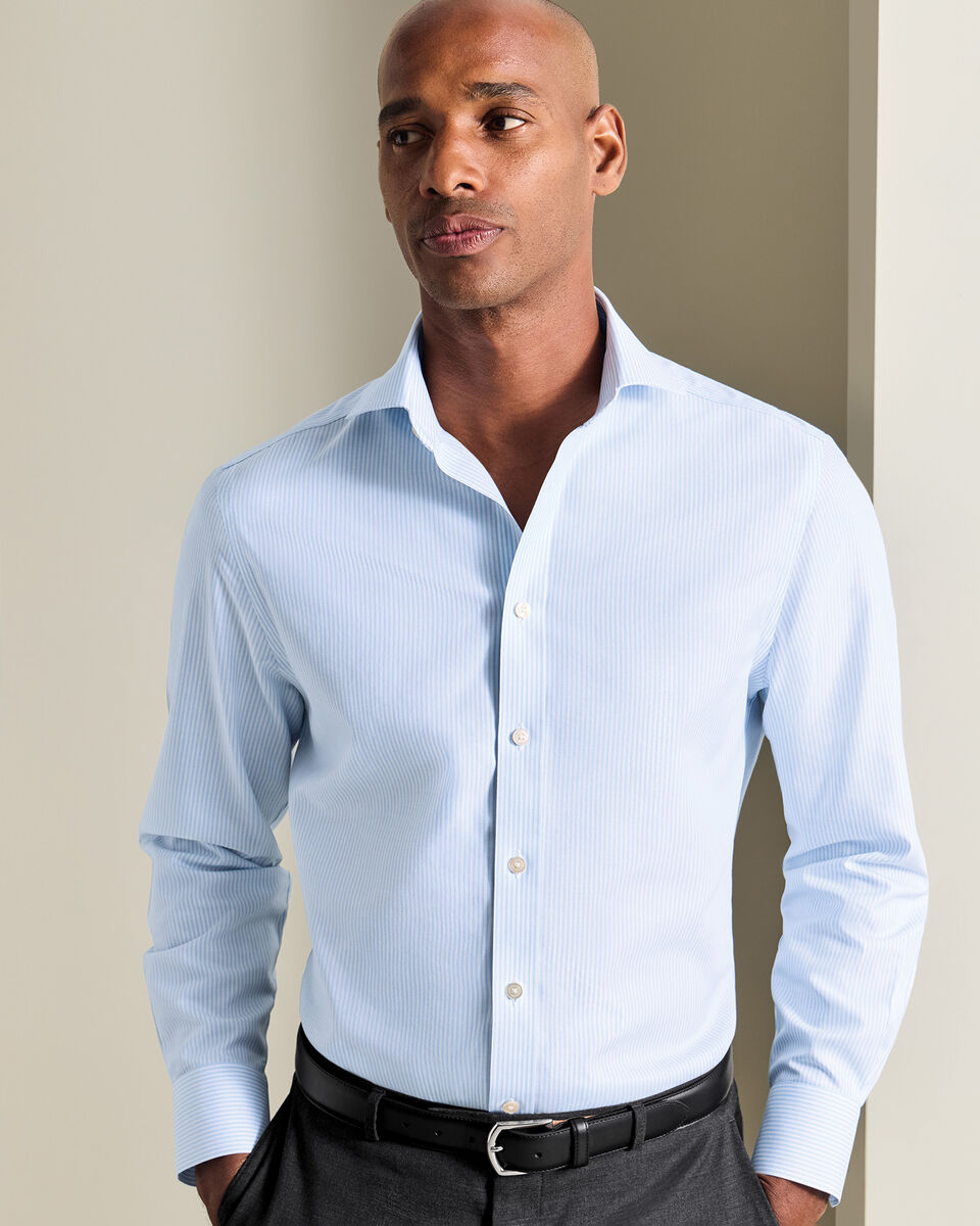 Non-Iron Twill Bengal Stripe Shirt - Light Blue