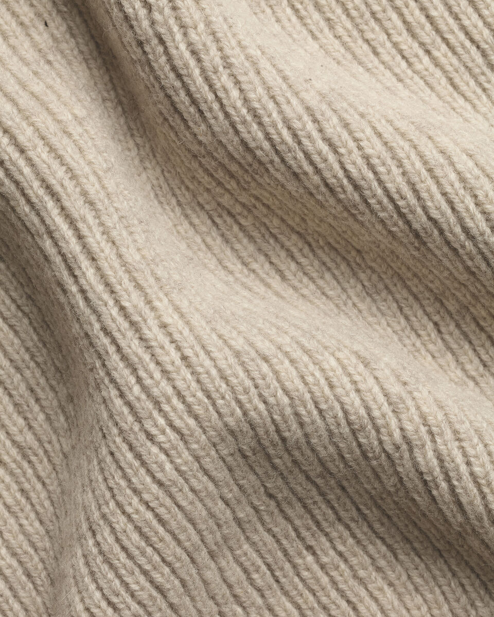Dikke Jumper Met Hals Met Rits Van Pure Merinowol - Havermoutkleur