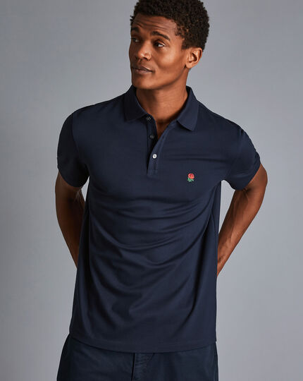 England Rugby Red Rose Pique Polo - Navy