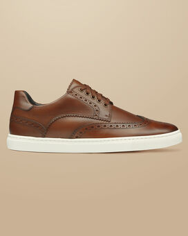 Leather Brogue Sneakers - Walnut Brown