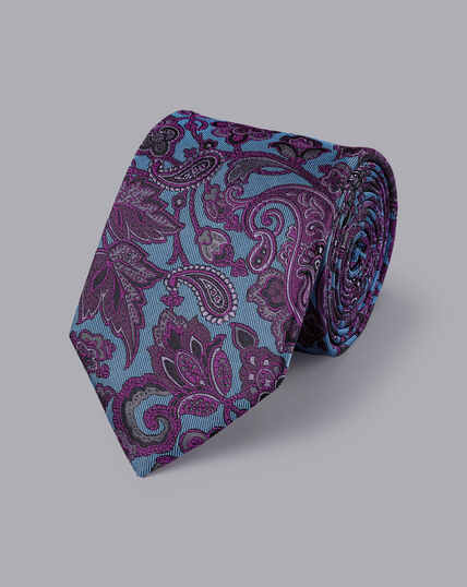 Krawatte aus Seide mit Paisleymuster - Kornblumenblau