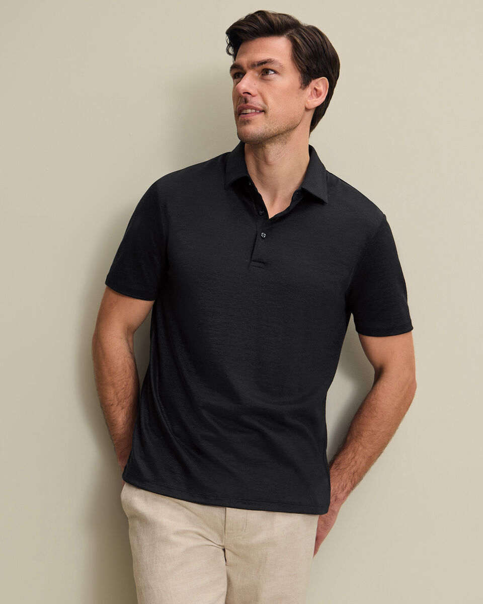 Linen Polo - Black