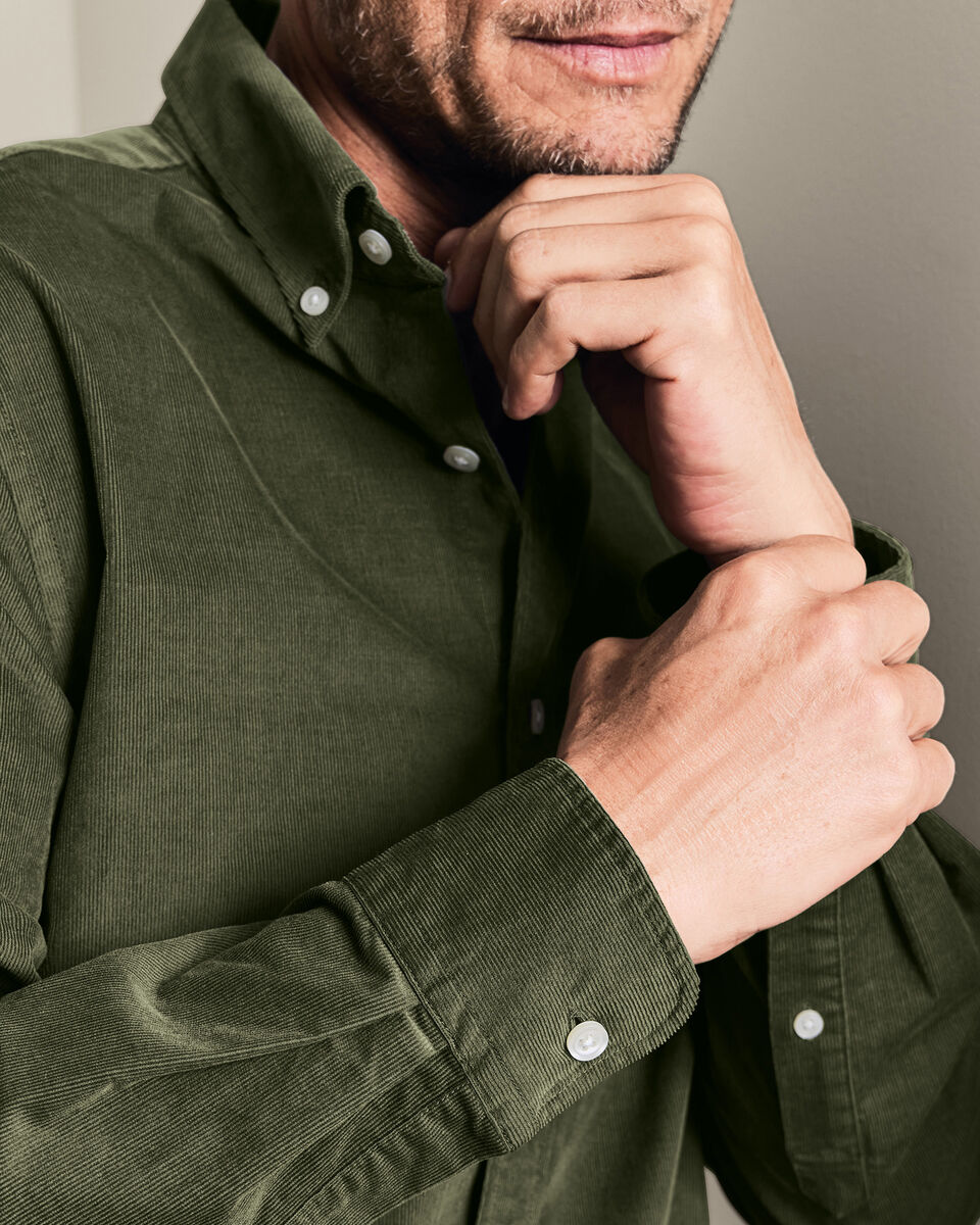 Corduroy Stretch Shirt - Olive Green
