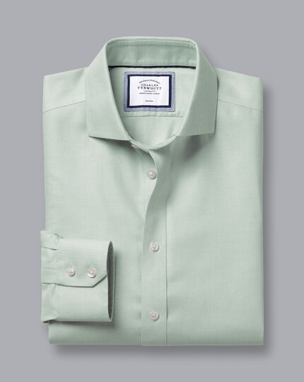 Spread collar Non-Iron Richmond Weave Shirt - Green