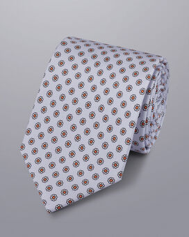 Krawatte aus Seide mit Mini-Blumenmuster - Hellblau