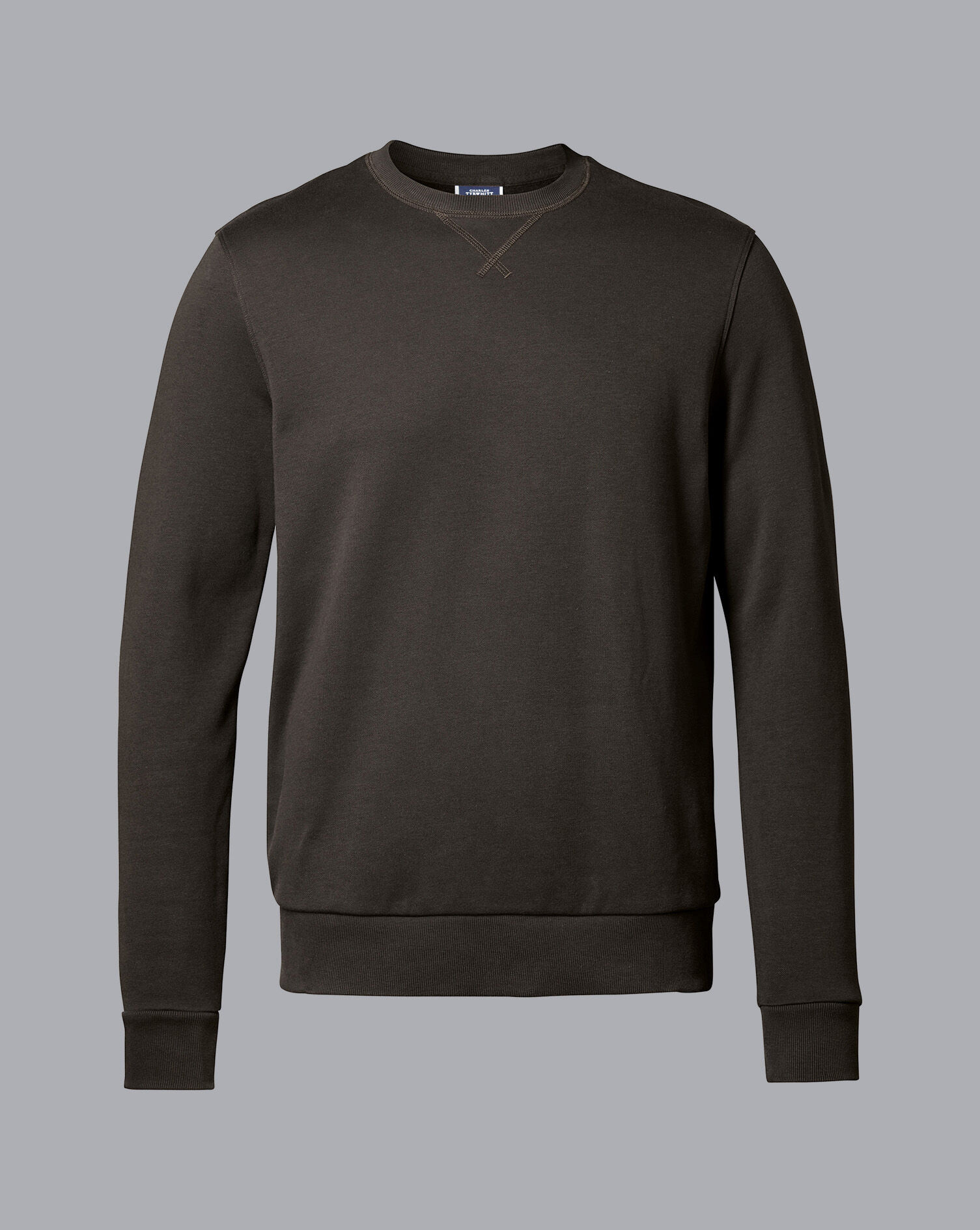 Men's Jersey Crew Neck Cotton Jumper - Charcoal, XL by Charles Tyrwhitt