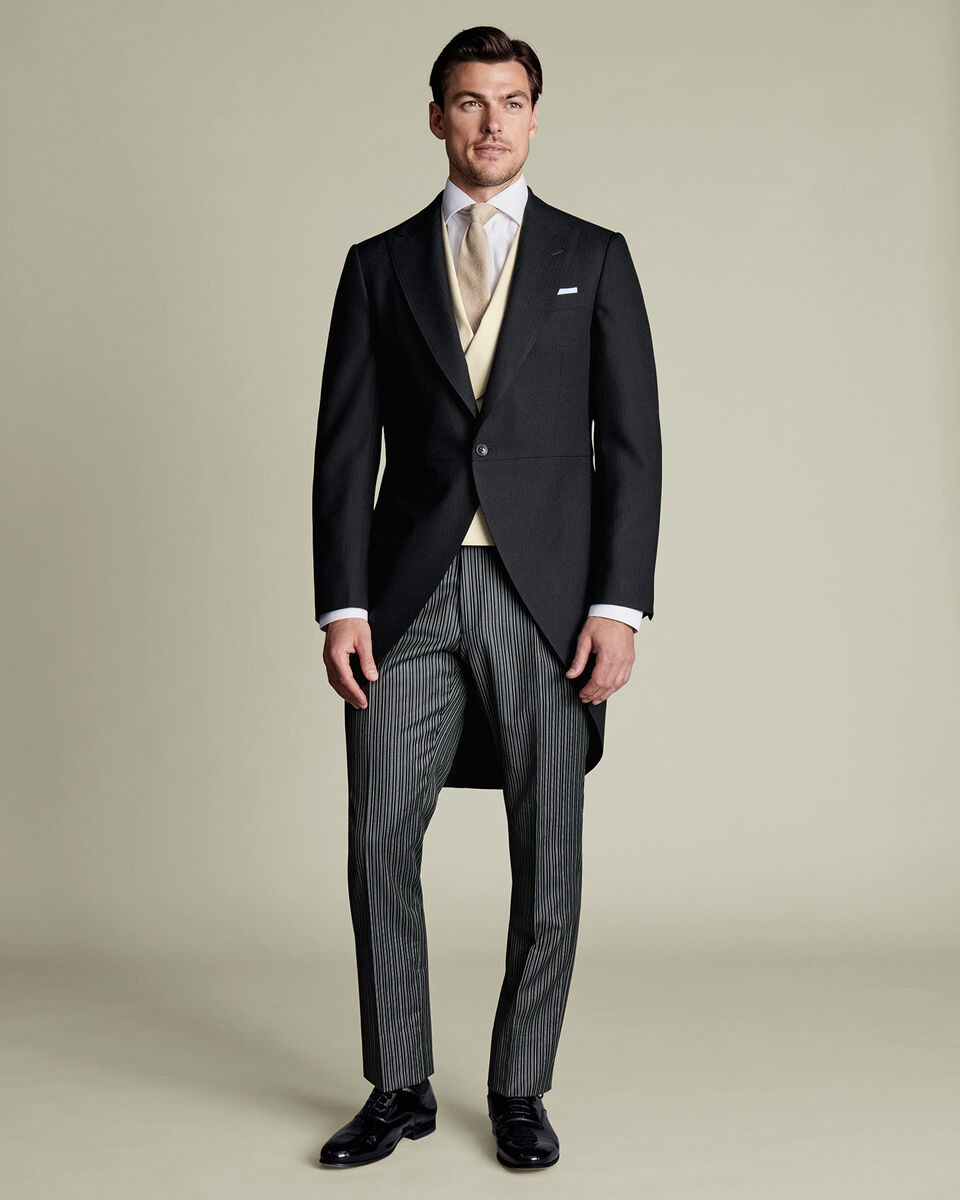Morning Suit Tail Coat - Black Herringbone