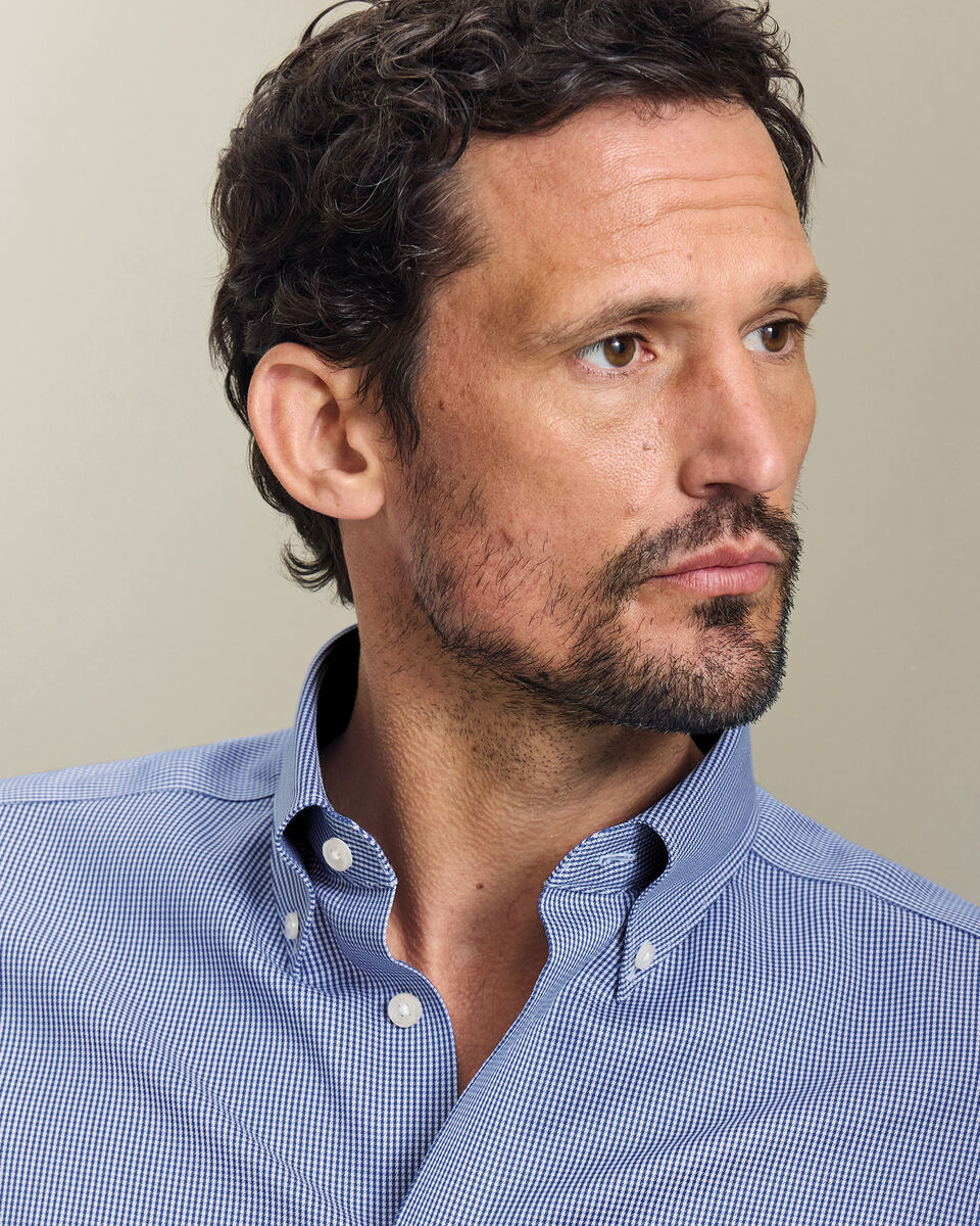 Non-Iron Twill Puppytooth Shirt - Royal Blue