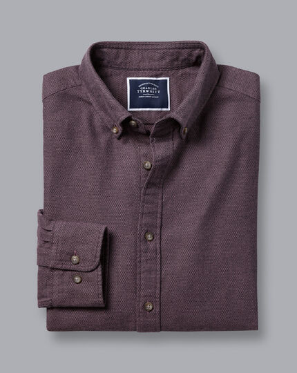 Button-Down Collar Arrow Dobby Brushed Flannel Shirt - Grape Purple