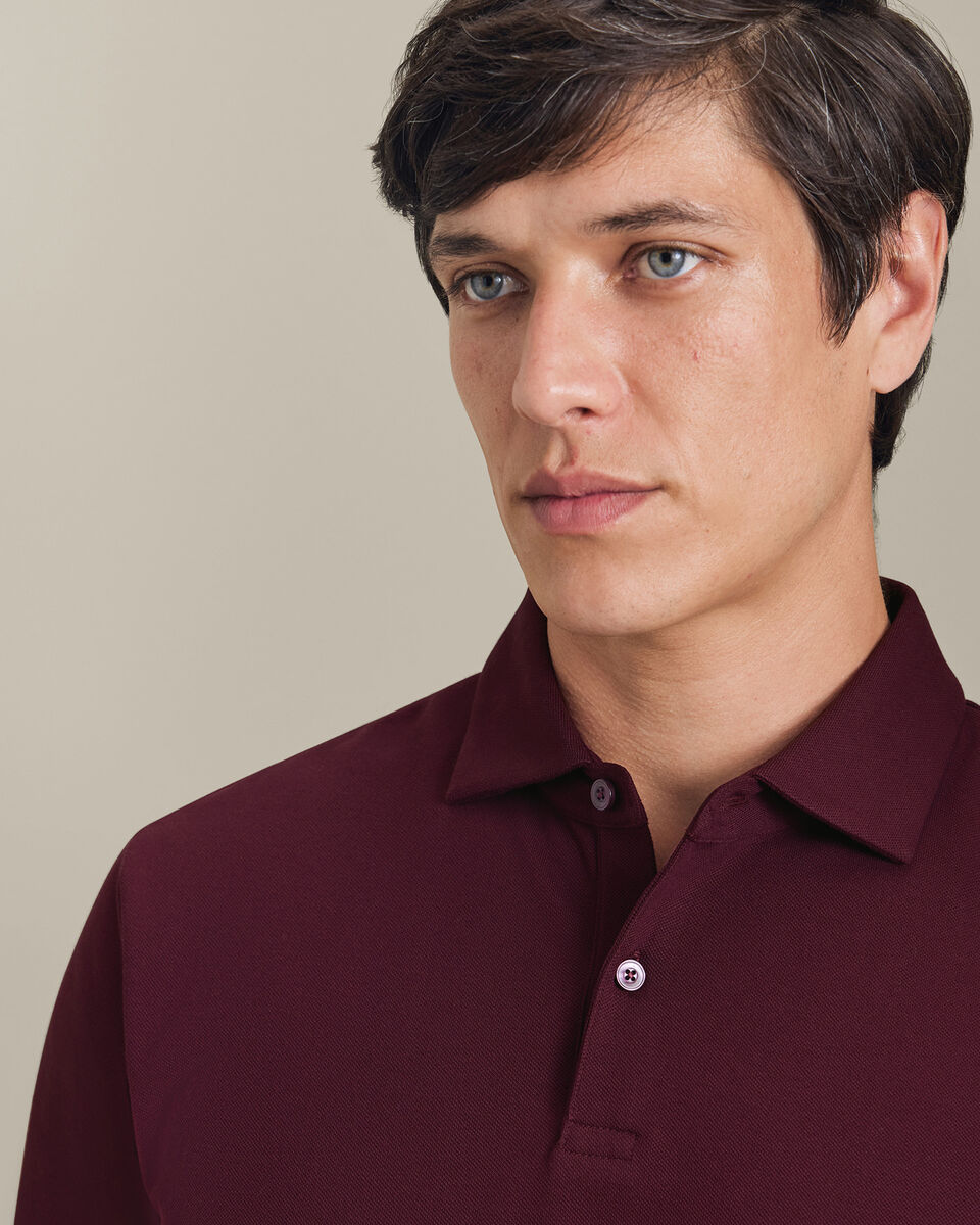 Smart Pique Polo - Wine Red