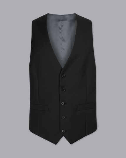 Twill Business Suit Vest - Black