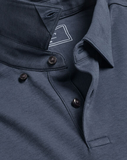 Combed Cotton Polo - Steel Blue