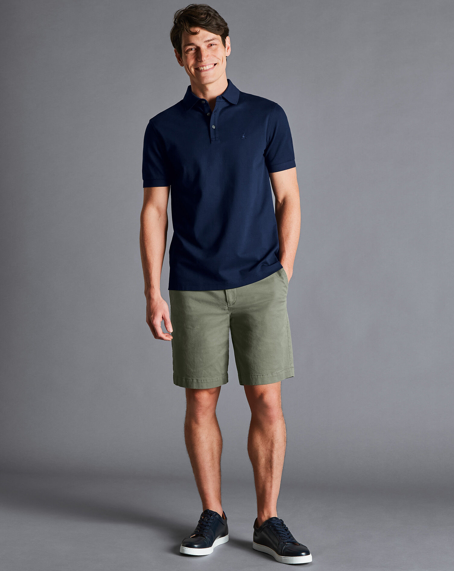 Cotton Shorts - Olive Green | Charles 
