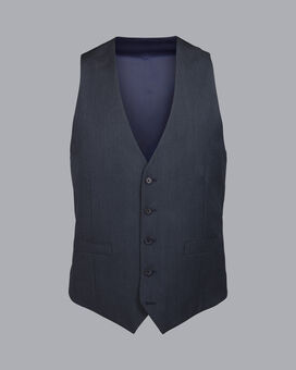 Herringbone Business Suit Vest - Dark Airforce Blue