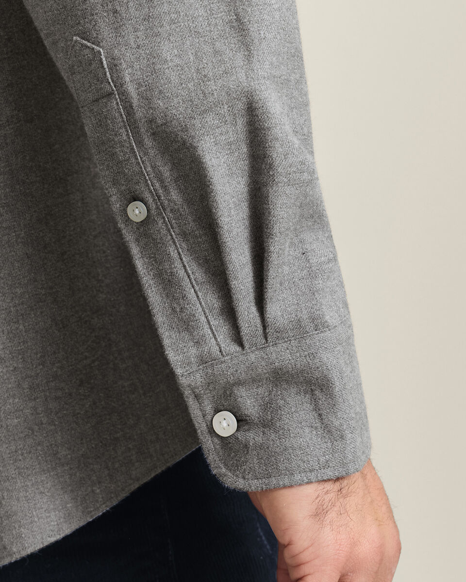 Geborsteld Flanel Overhemd - Grijs