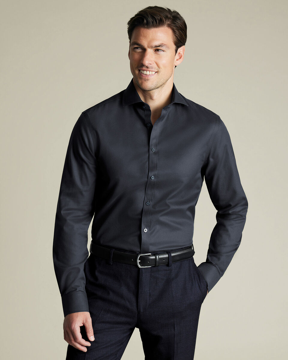 Non-Iron Twill Shirt - Charcoal Grey