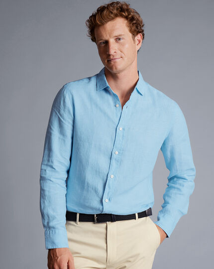 Pure Linen Shirt - Light Blue