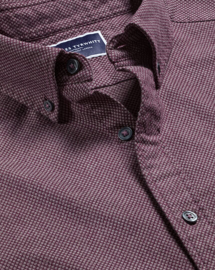 Button-Down Collar Dobby Flannel Shirt - Blackberry Purple