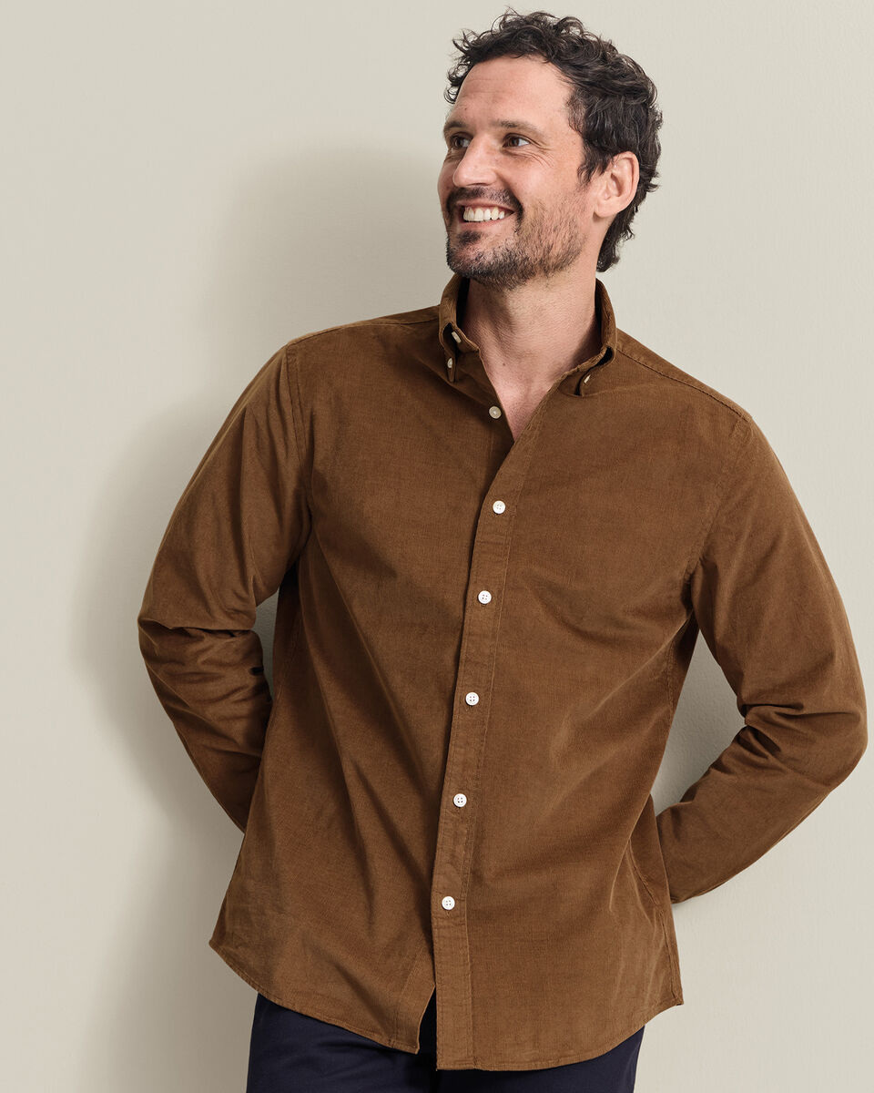 Corduroy Stretch Shirt - Tan